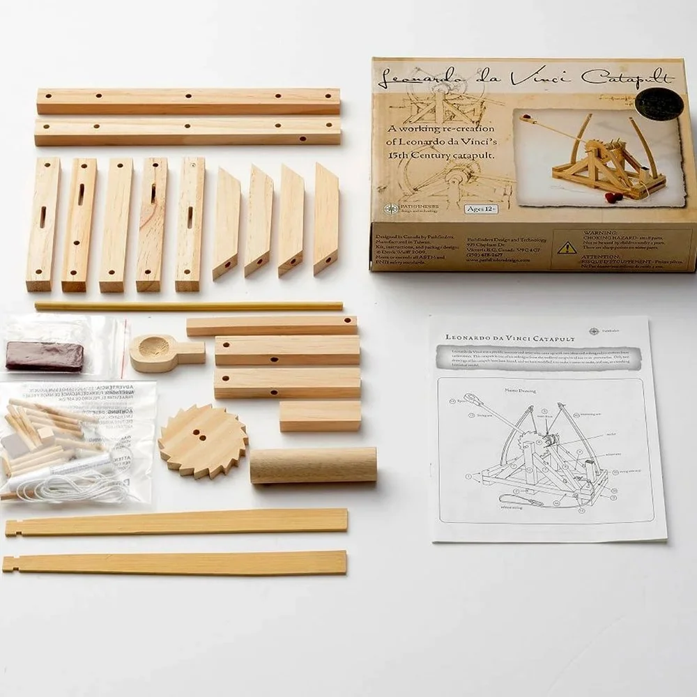 NEW Wood Leonardo da Vinci Catapult Model Craft Kit School History Engineering